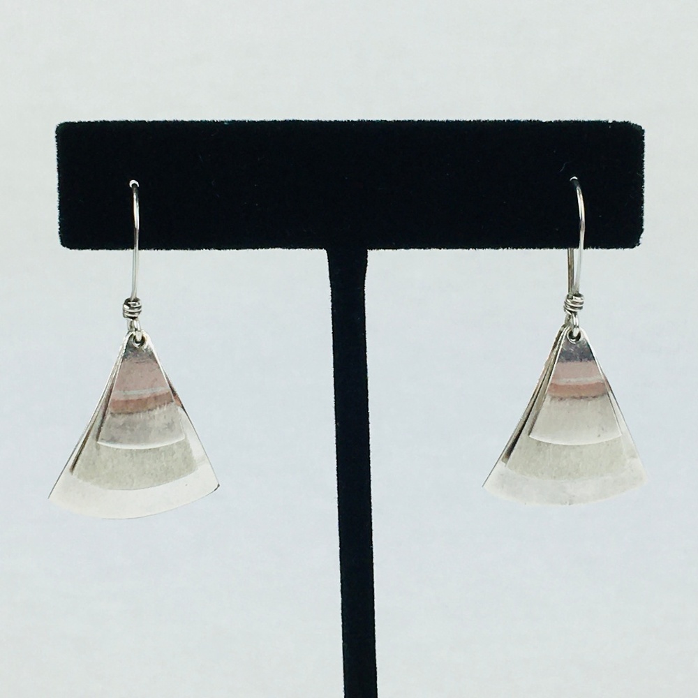 Textured Sterling Silver Layered Dangle Earrings